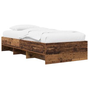 vidaXL Bed Frame with Shelf Old Wood 80 x 200 cm Engineered Wood