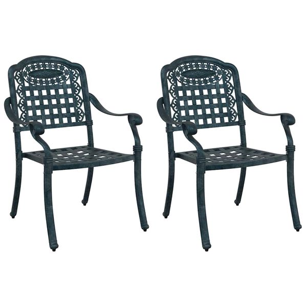 vidaXL Garden Chair 2 pcs Green 55 x 56.5 x 91cm Aluminium