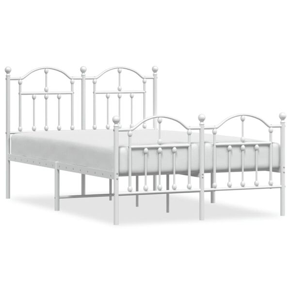 vidaXL Metal Bed Frame without Mattress with Footboard White 120x200cm