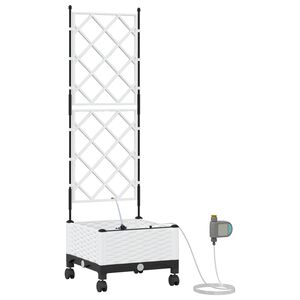 vidaXL Garden Planter with Irrigation&Wheels White 40 x 40 x 132 cm PP