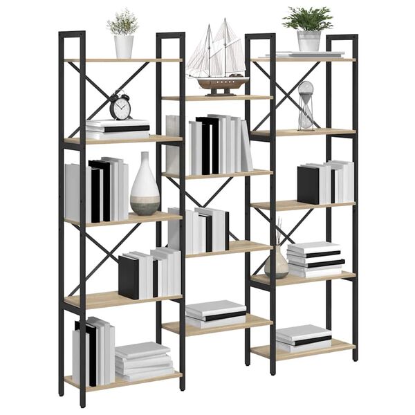 vidaXL Bookshelf Sonoma Oak 156 x 25 x 167 cm Engineered Wood