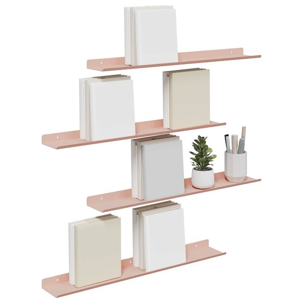 vidaXL Floating Shelf Wall-mounted 4 pcs Pink 60 x 9 x 2.5 cm Steel