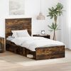 vidaXL Bed Frame with Headboard Smoked Oak 90 x 190 cm Solid Pine Wood