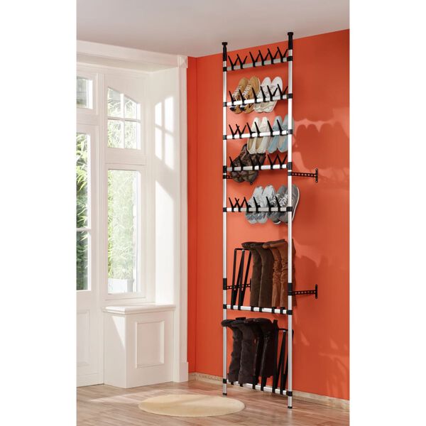 vidaXL Telescopic Shoe Rack with Rods Aluminium