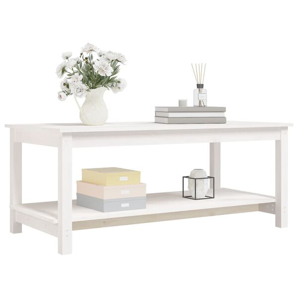 vidaXL Coffee Table White 110x55x45 cm Solid Wood Pine