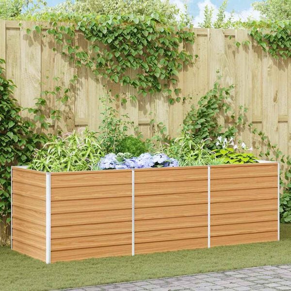 vidaXL Garden Raised Bed 240x80x77 cm Galvanized Steel Silver