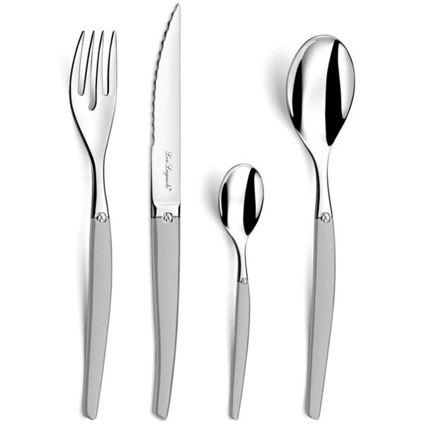 Lou Laguiole 24 Piece Cutlery Set Jet Satin Silver