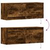 vidaXL TV Wall Cabinet with LED Lights Smoked Oak 100x31x35 cm