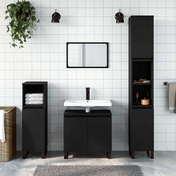 vidaXL Bathroom Cabinet Black 58x33x60 cm Engineered Wood