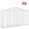 vidaXL Arched Gabion Baskets 8 pcs 200x30x100/120 cm Galvanised Iron