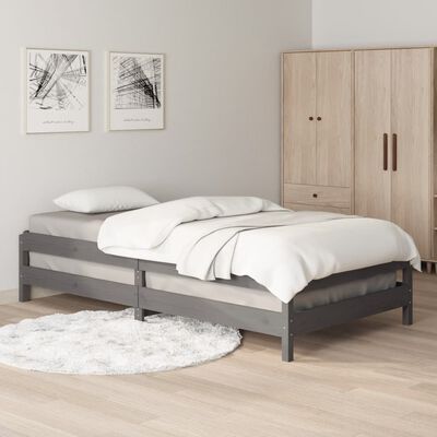 vidaXL Stack Bed Grey 100x200 cm Solid Wood Pine