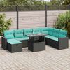 vidaXL 9 Piece Garden Sofa Set with Cushions Grey Poly Rattan Acacia