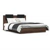 vidaXL Bed Frame with LED without Mattress Brown Oak 135x190 cm Double