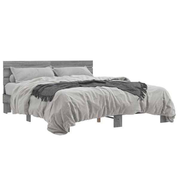 vidaXL Bed Frame without Mattress Grey Sonoma 150x200 cm King Size