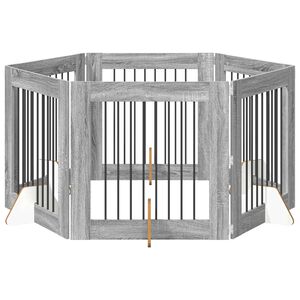 vidaXL Dog Gate with Stands 6 pcs Grey Sonoma 80 x 80 cm