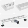 vidaXL Shower Drain with Line Design Silver 50 cm Stainless Steel 304