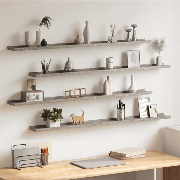 vidaXL Wall Shelves 4 pcs Concrete Grey 115x9x3 cm