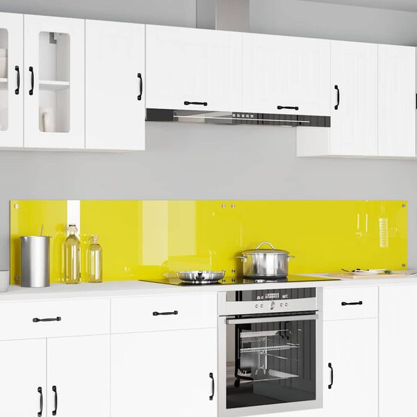 vidaXL Kitchen Backsplash 2 pcs Yellow 120 x 40 cm Tempered Glass