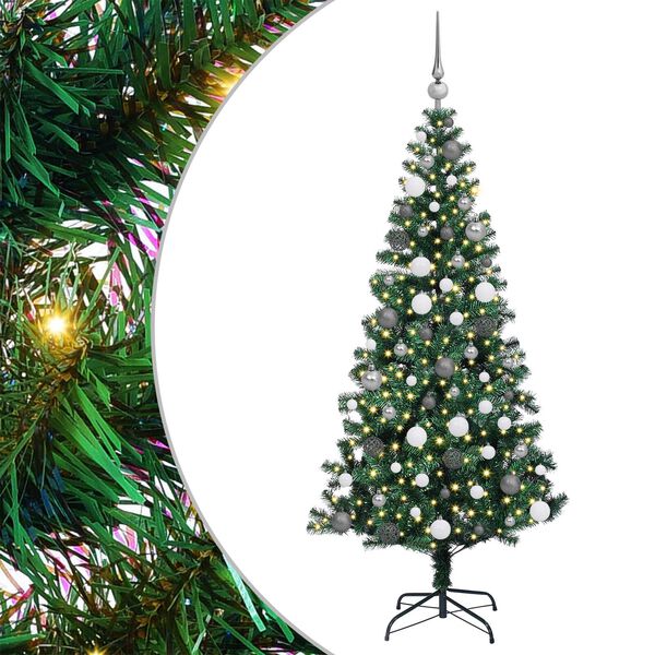vidaXL Artificial Pre-lit Christmas Tree Green 180 cm PVC and Metal