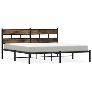 vidaXL Metal Bed Frame without Mattress Smoked Oak 183x213 cm