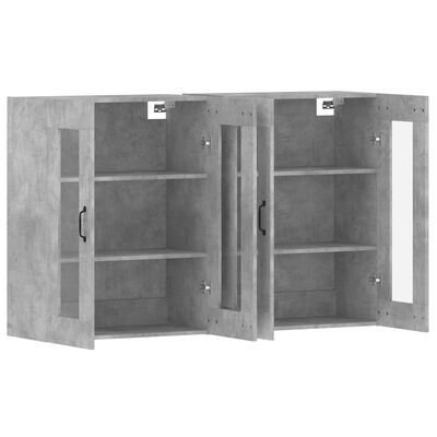 vidaXL Wall Mounted Cabinets 2 pcs Concrete Grey Engineered Wood