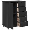 vidaXL Rolling Cabinet Black 63.5 x 39 x 79 cm Solid Pine Wood