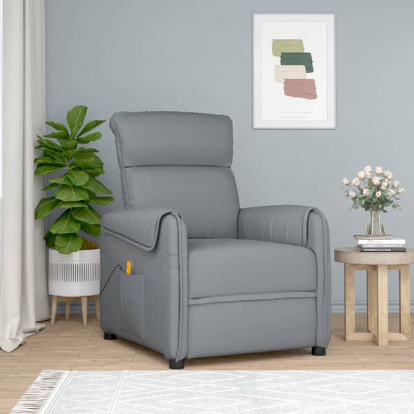 vidaXL Massage Chair Light Grey Fabric