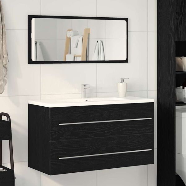vidaXL Sink Cabinet Black Oak 90 x 45 x 1.5 cm Engineered wood