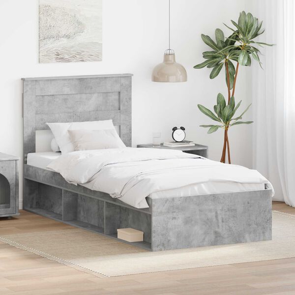vidaXL Bed Frame Concerte Grey 100 x 200 cm Solid Pine Wood