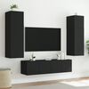 vidaXL TV Wall Cabinet with LED Lights Black 60x35x31 cm
