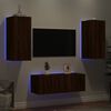 vidaXL 4 Piece TV Wall Units with LED Brown Oak Engineered Wood