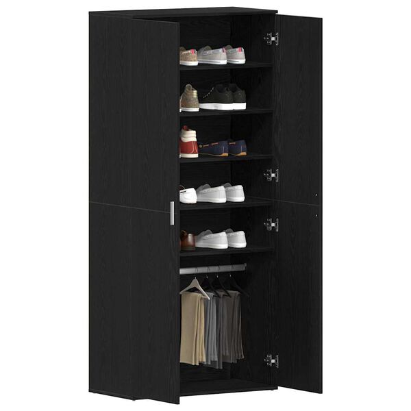 vidaXL Shoe Cabinet Black Oak 80 x 39 x 178 cm Engineered Wood