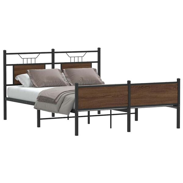 vidaXL Bed Frame without Mattress Brown Oak 137x190 cm Engineered Wood