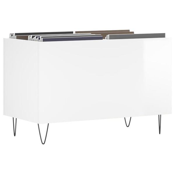 vidaXL Record Cabinet High Gloss White 74.5x38x48 cm Engineered Wood