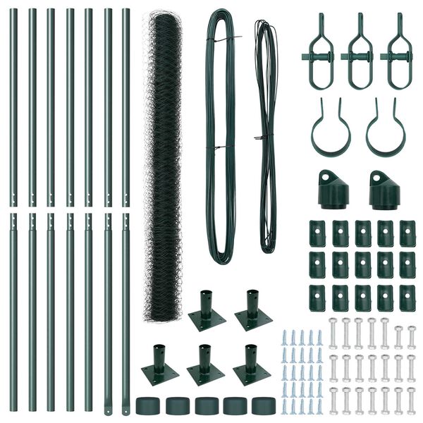 vidaXL Fence Post Green 10 x 1.6 m (36 mm mesh) Steel and PVC