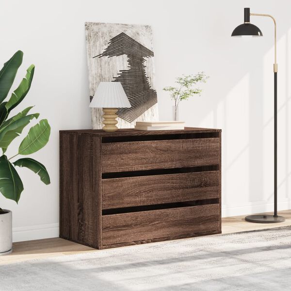 vidaXL Corner Chest of Drawers Brown Oak 80x41x58 cm Engineered Wood
