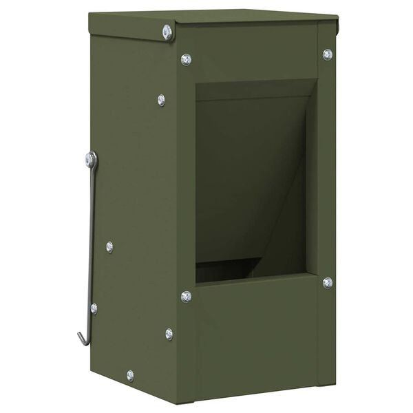 vidaXL Rabbit Feeder Olive Green 12.5 x 12.5 x 25 cm Cold-Rolled Steel