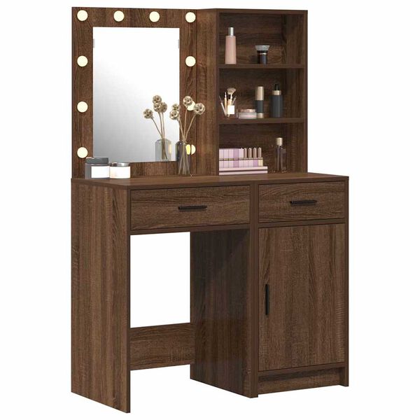 vidaXL Dressing Table Set with Drawer 2 pcs Brown oak 50 x 41 x 135 cm