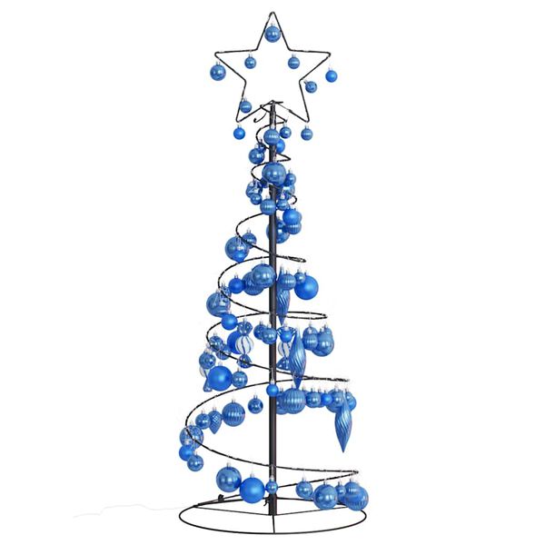 vidaXL LED Christmas Tree with Baubles 80 LEDs Warm White 120 cm