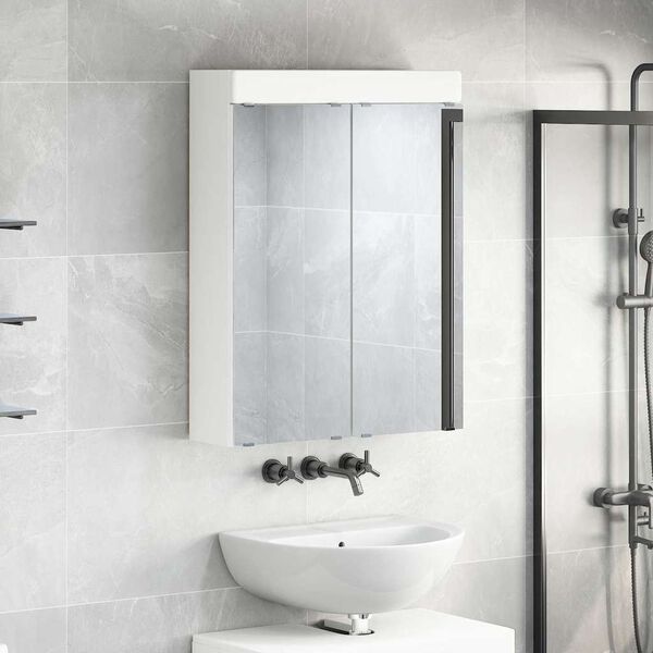 vidaXL Bathroom Mirror Cabinet with Door TULUM White 60 x 16.5 x 78 cm