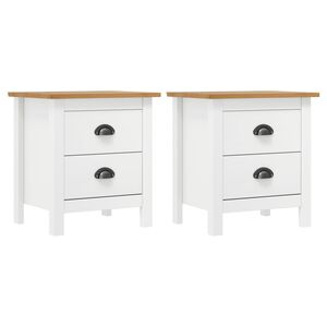 vidaXL Bedside Cabinet Hill 2 pcs White 46x35x49.5 cm Solid Pine Wood