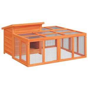 vidaXL Rabbit Hutch Brown 144x123x67,5 cm Solid Wood Pine