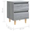 vidaXL Bed Cabinets with Solid Wood Legs 2 pcs Grey Sonoma 40x35x50 cm