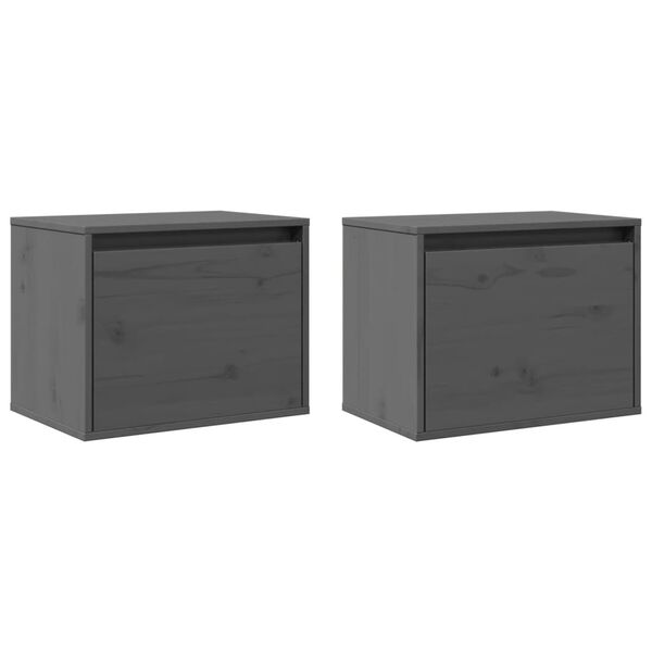 vidaXL Wall Cabinets 2 pcs Grey 45x30x35 cm Solid Pinewood