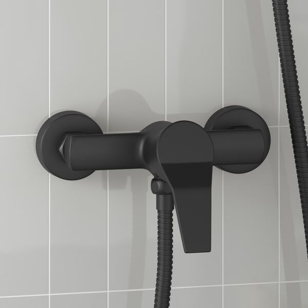 vidaXL Shower Mixer Tap Black G 1 / 2 inches Brass