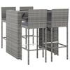 vidaXL 5 Piece Garden Bar Set with Cushions Grey Poly Rattan