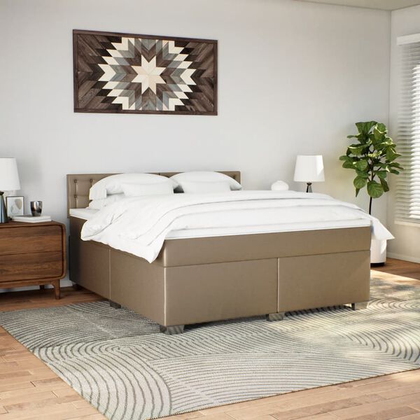 vidaXL Box Spring Bed with Mattress Cappuccino 180x200 cm Faux Leather
