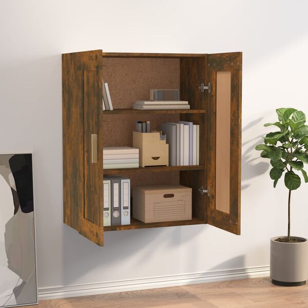 vidaXL Wall Cabinet Smoked Oak 69.5x32.5x90 cm Engineered Wood