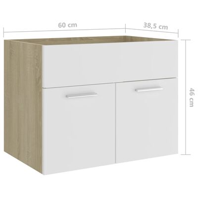 vidaXL Sink Cabinet White and Sonoma Oak 60x38.5x46 cm Engineered Wood