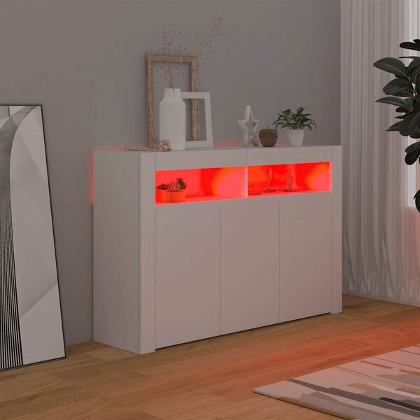 vidaXL Sideboard with LED Lights White 115.5x30x75 cm